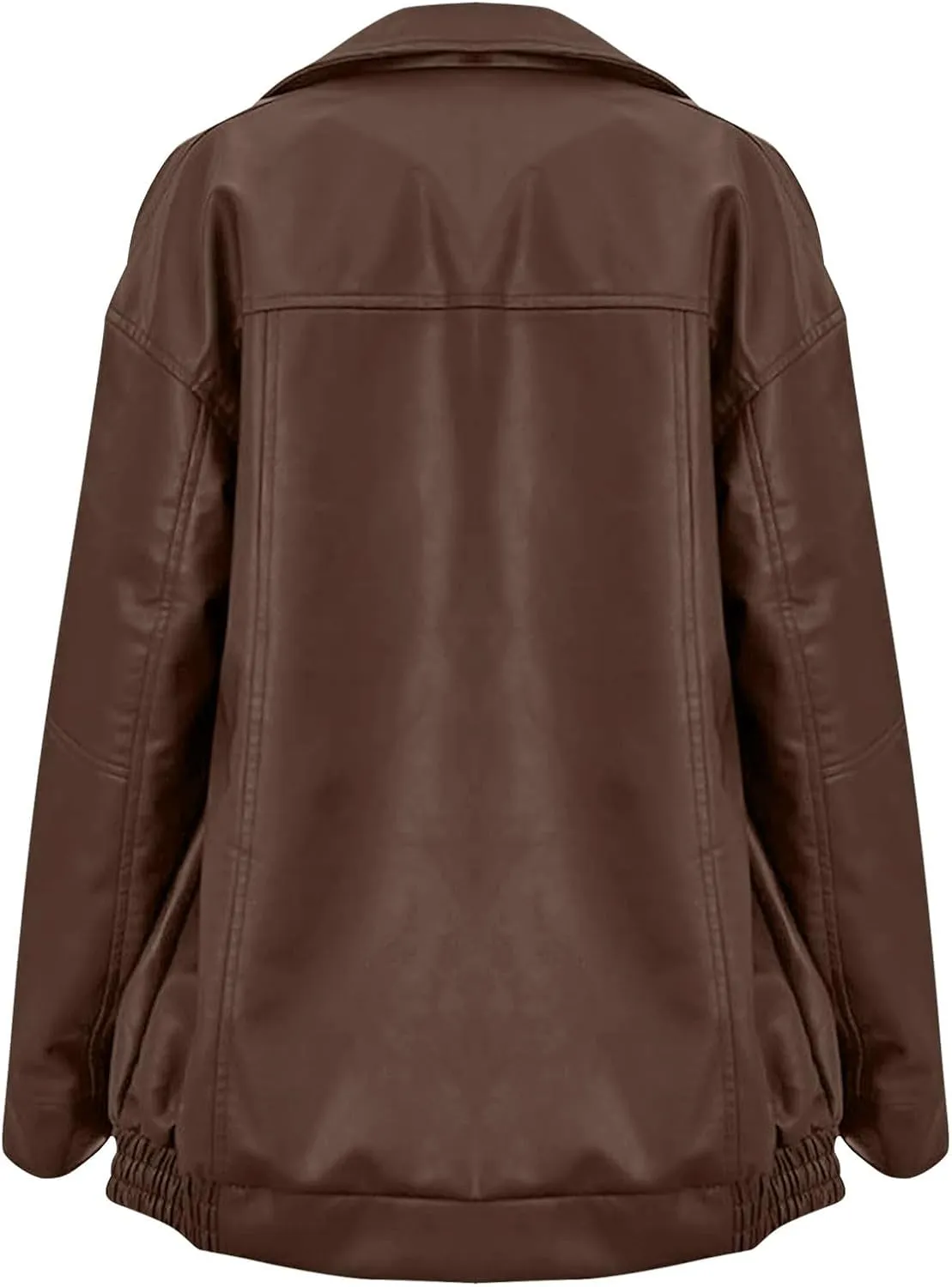 Faux Leather Jacket Women Full Zip Oversized Coats Winter Casual Motocycle Fall Jacket Winter Clothes With Pockets