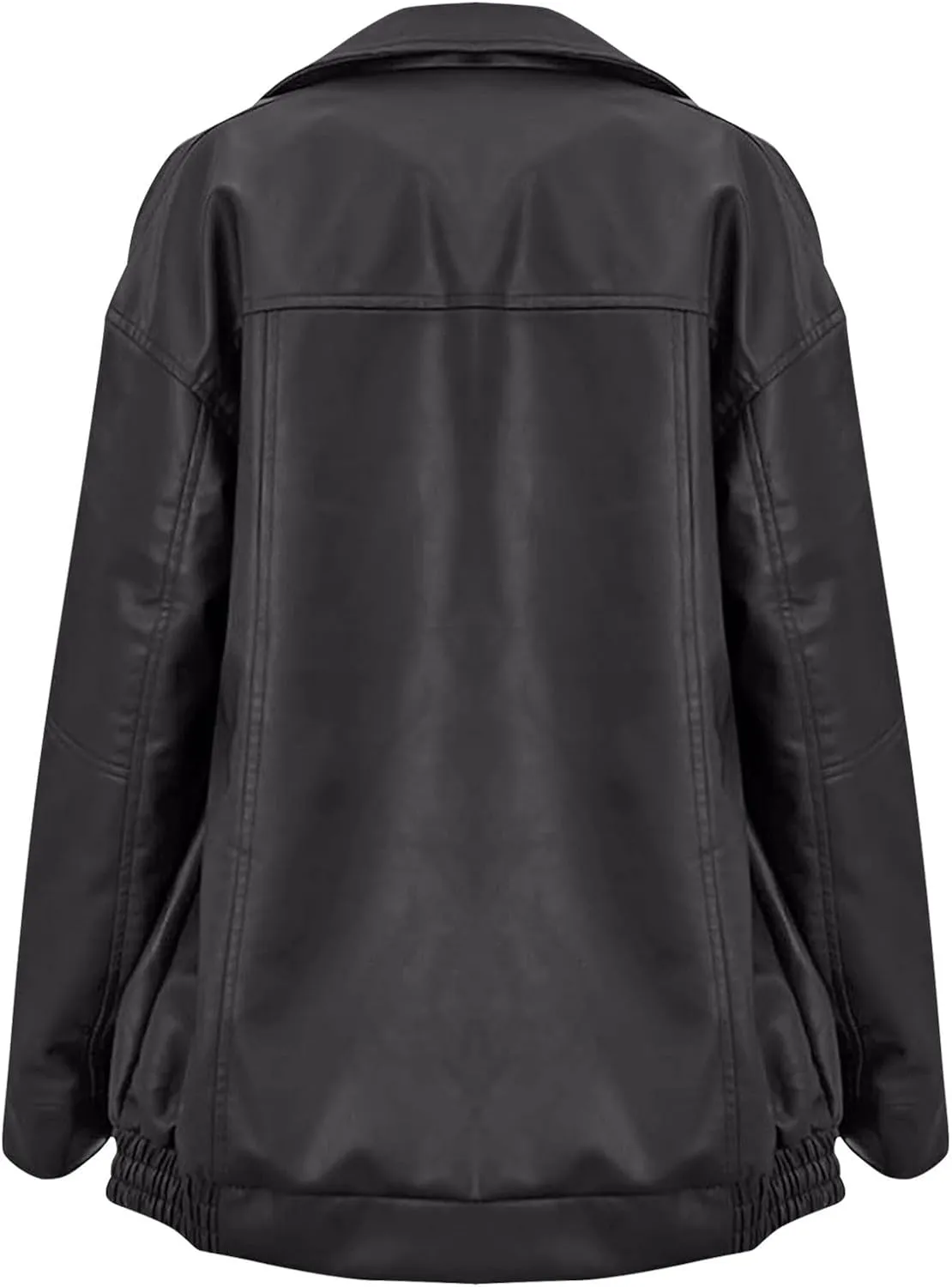 Faux Leather Jacket Women Full Zip Oversized Coats Winter Casual Motocycle Fall Jacket Winter Clothes With Pockets