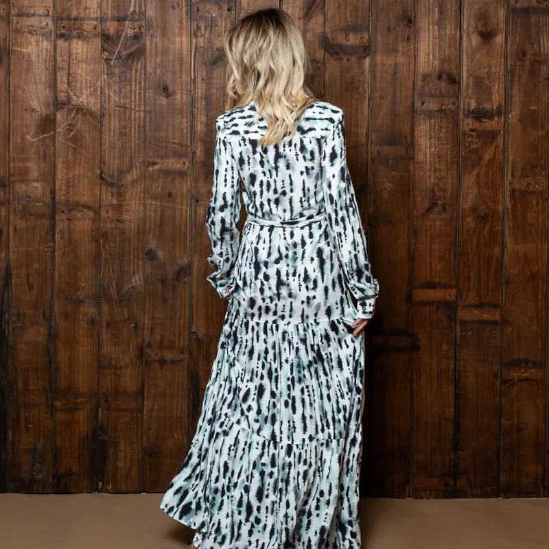 Flora Shadow Tiered Dress Pelican