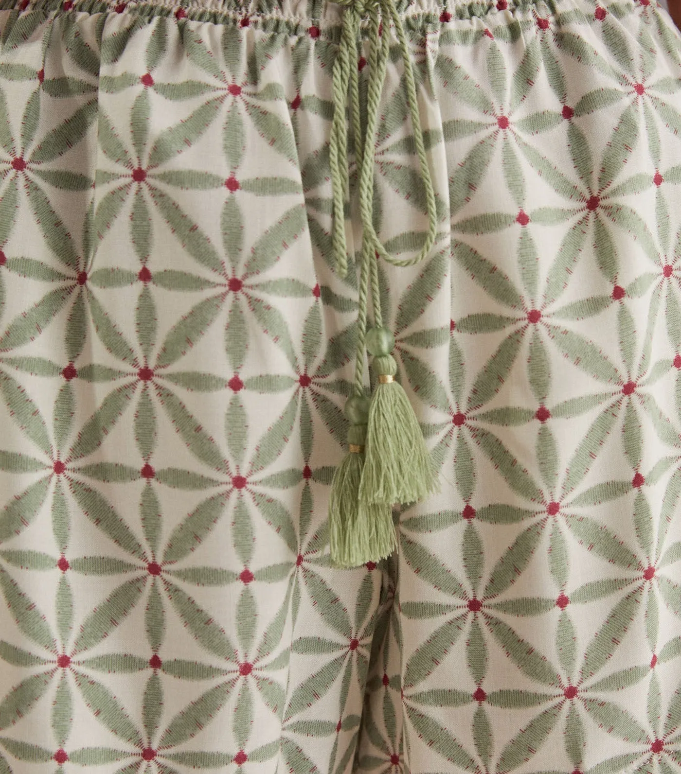Geometric Print Pyjama Shorts Green