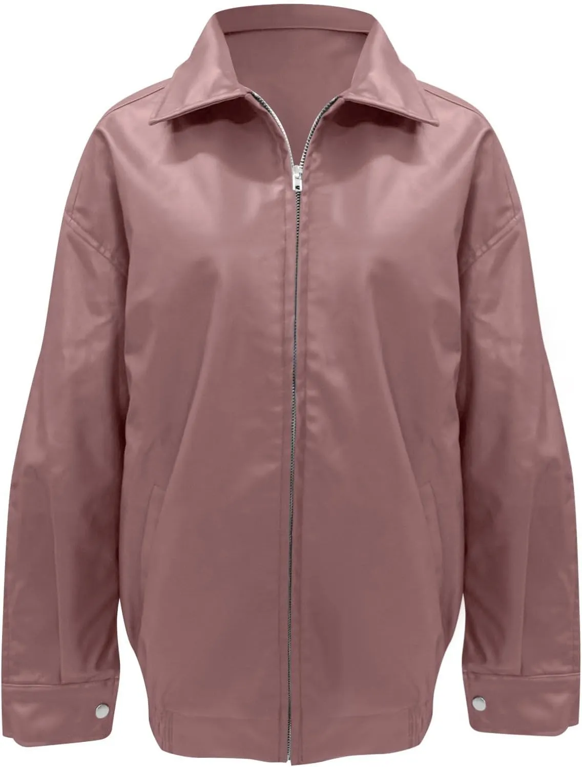 GOFULY Leather Jacket Women Oversized Faux Zip Up Casual Coats Trendy 2024 Motocycle Jackets Winter Fall Clothes With Pockets