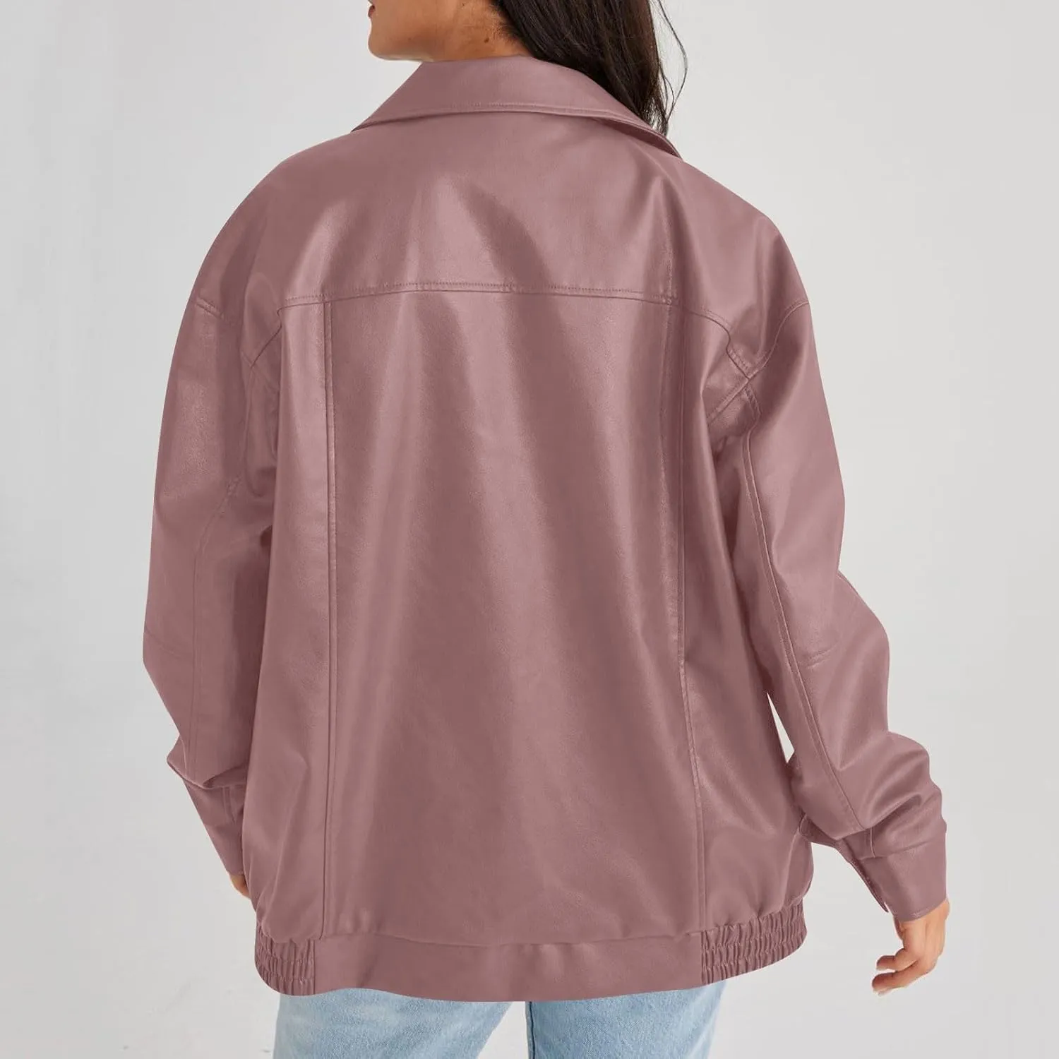 GOFULY Leather Jacket Women Oversized Faux Zip Up Casual Coats Trendy 2024 Motocycle Jackets Winter Fall Clothes With Pockets