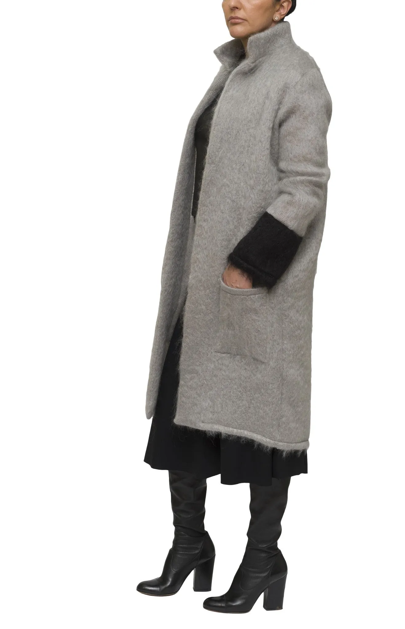 Grey and black mohair cardigan