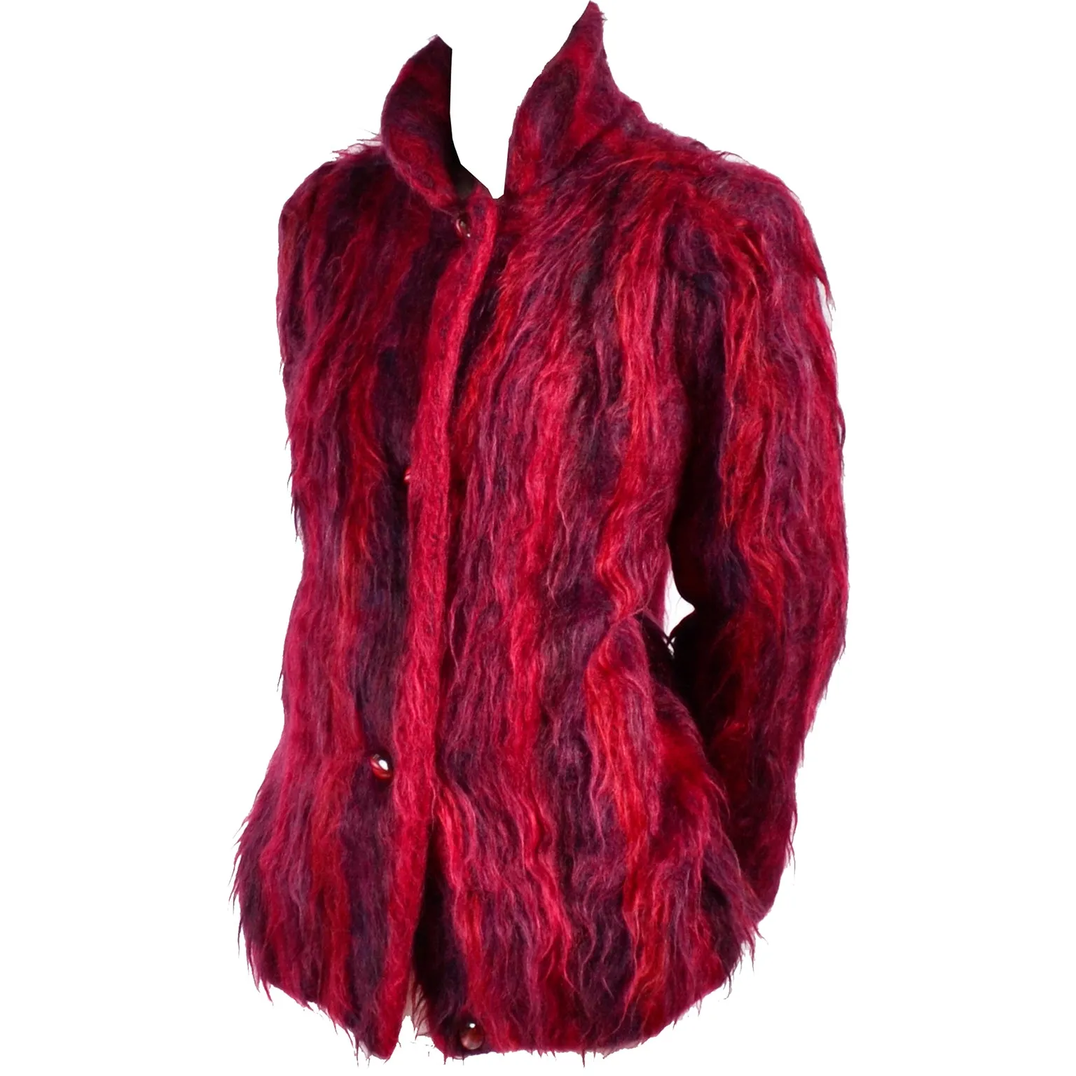 Handwoven Red Mohair Vintage Jacket Hand Woven in Oregon