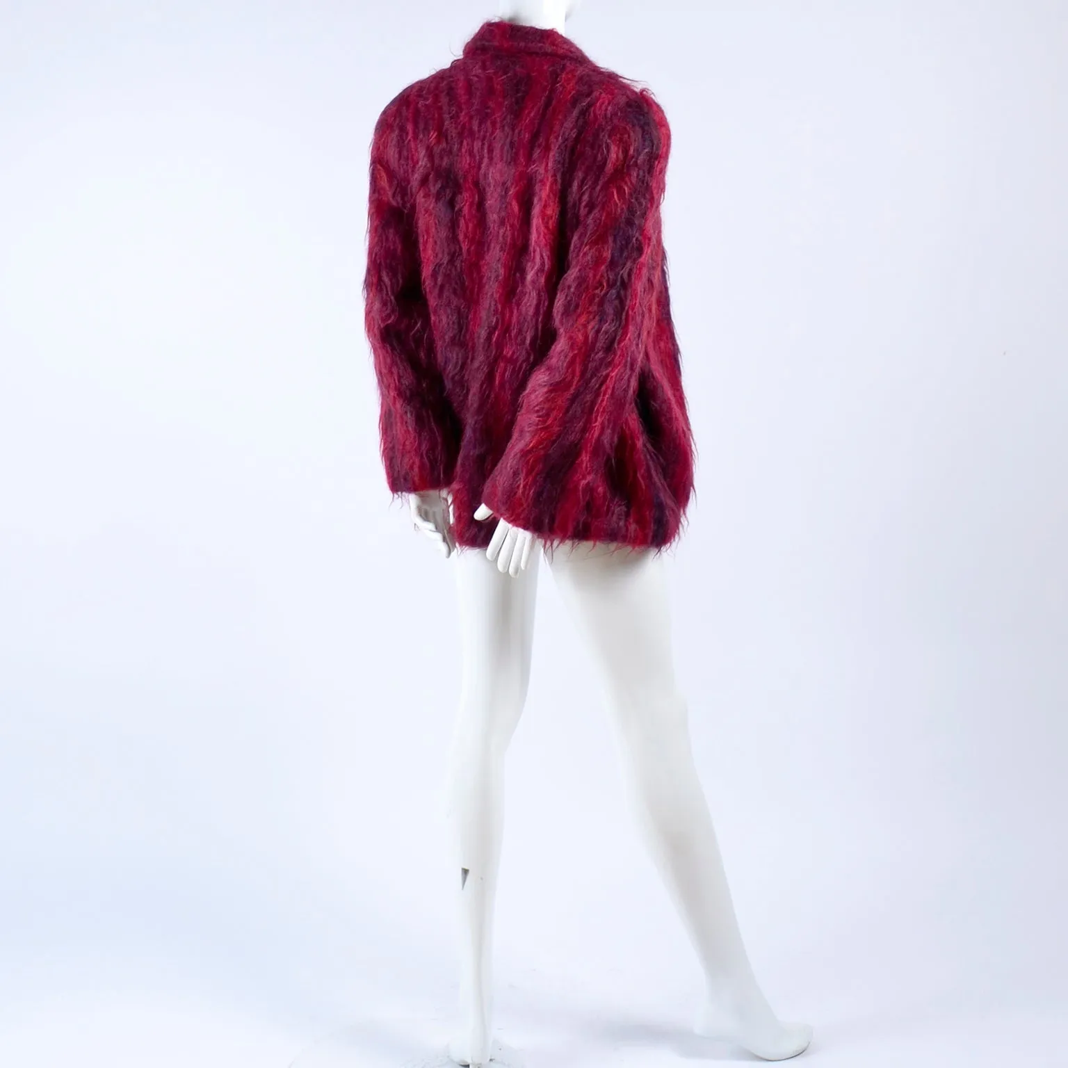Handwoven Red Mohair Vintage Jacket Hand Woven in Oregon