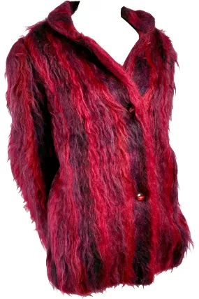 Handwoven Red Mohair Vintage Jacket Hand Woven in Oregon