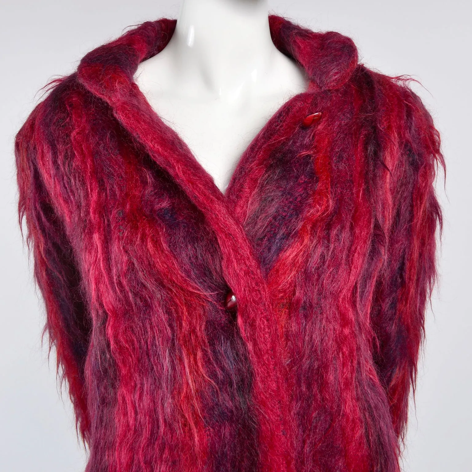 Handwoven Red Mohair Vintage Jacket Hand Woven in Oregon