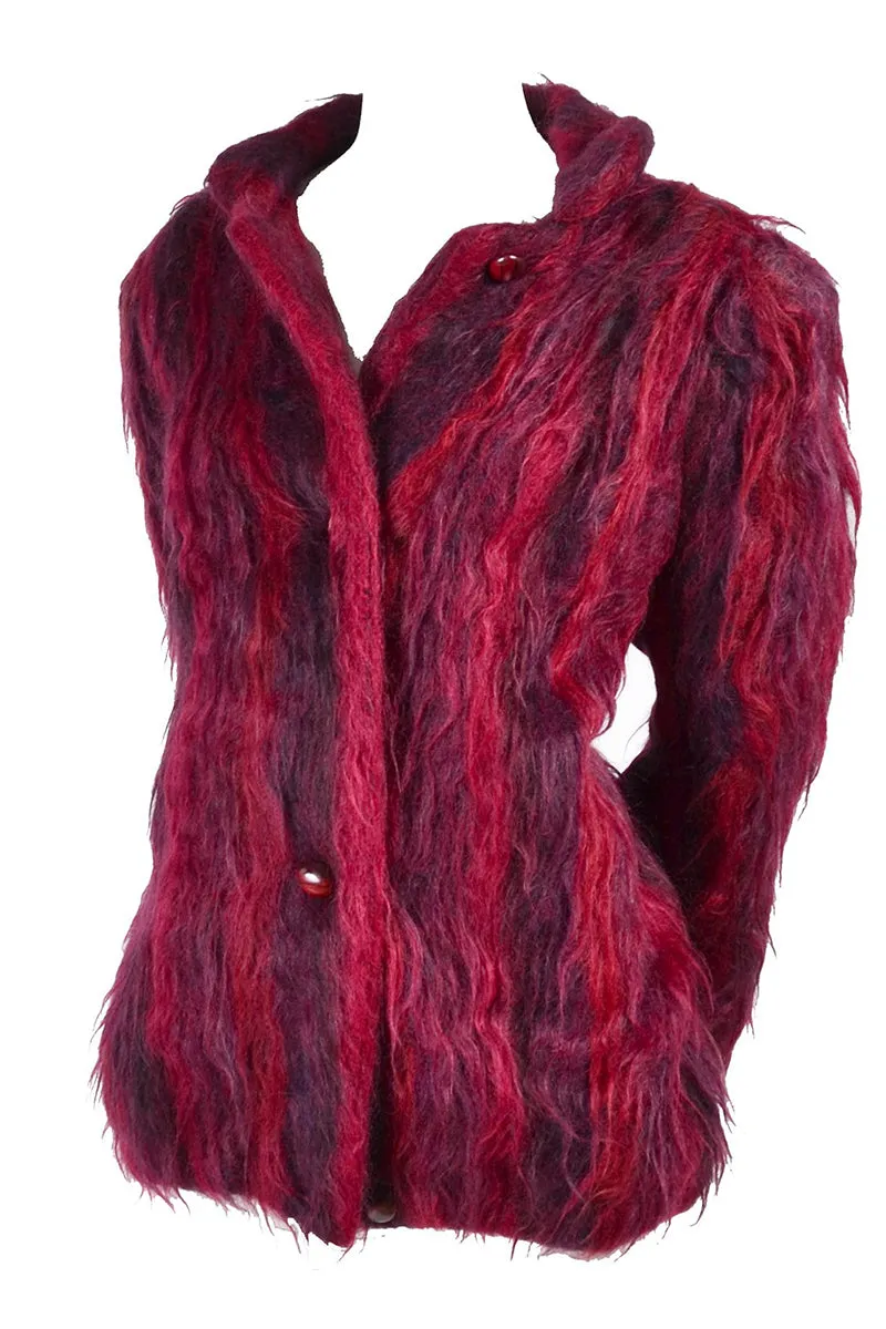 Handwoven Red Mohair Vintage Jacket Hand Woven in Oregon