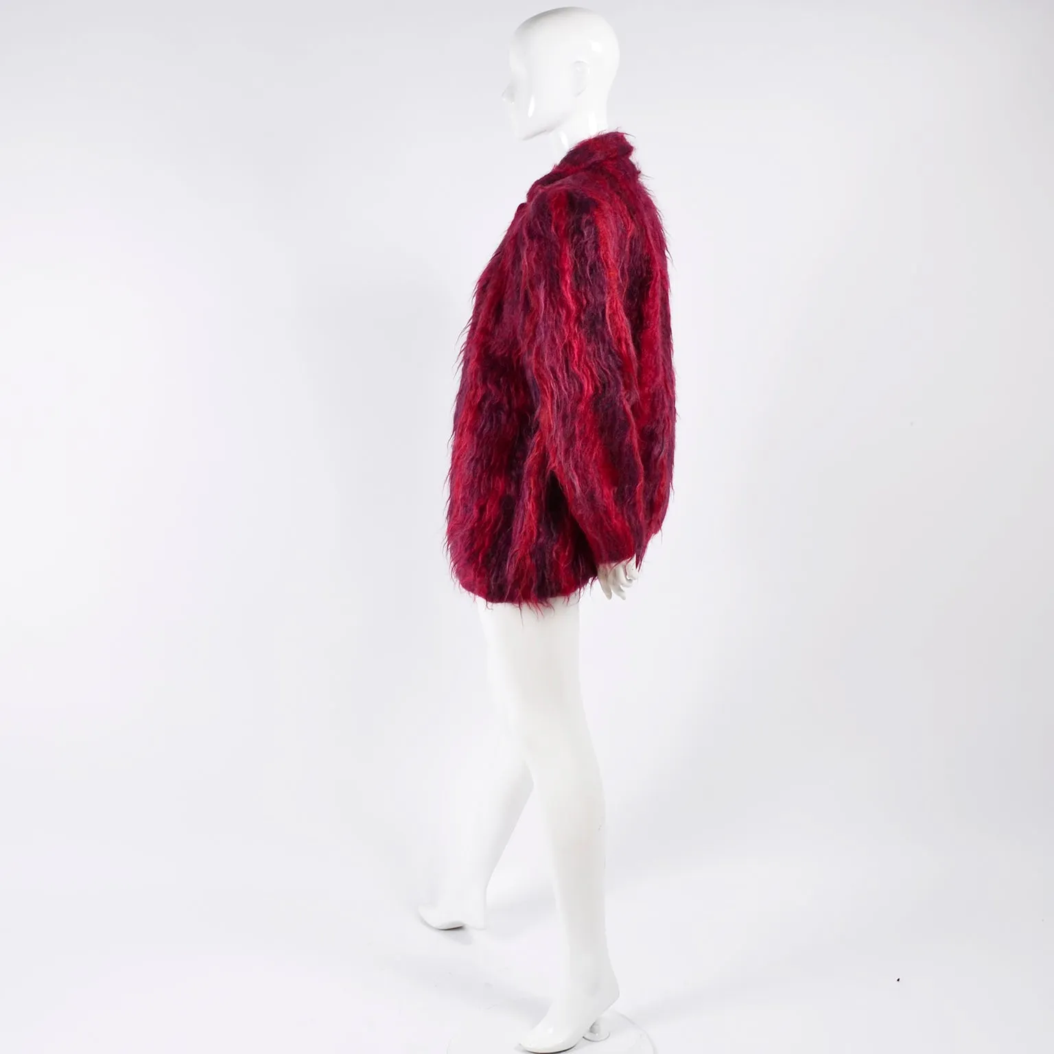 Handwoven Red Mohair Vintage Jacket Hand Woven in Oregon