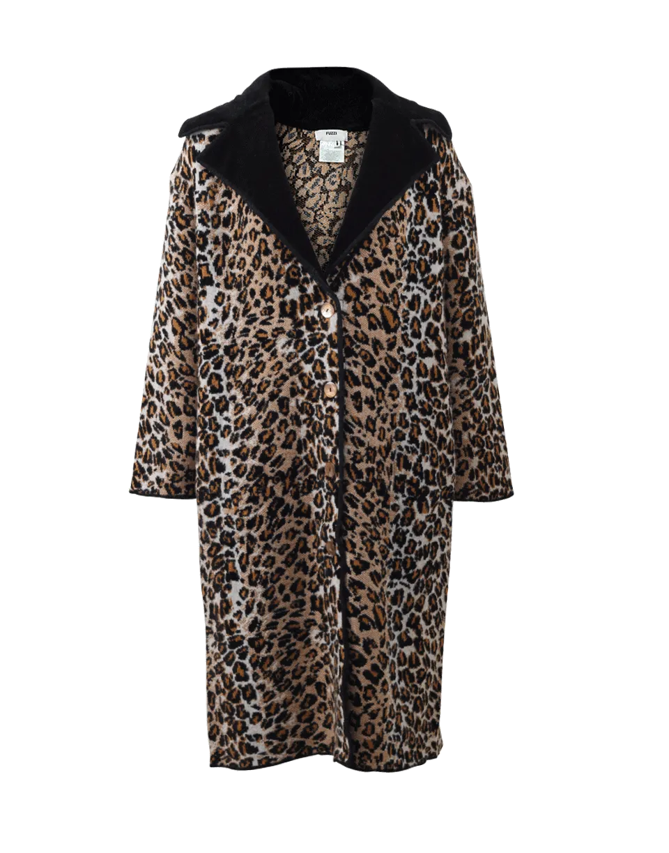 Heavy Knit Leopard Coat