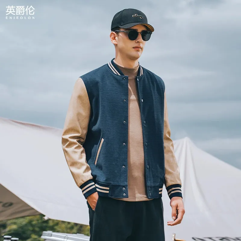 Injall American Baseball Uniform PU Leather Multicolor Jacket
