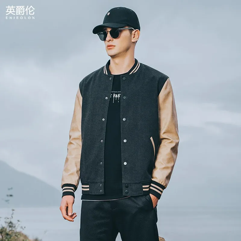 Injall American Baseball Uniform PU Leather Multicolor Jacket