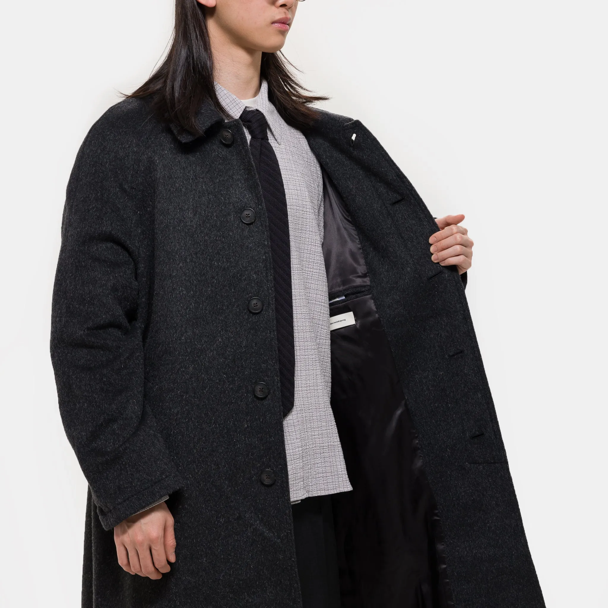 Installation Coat in Grey Mohair