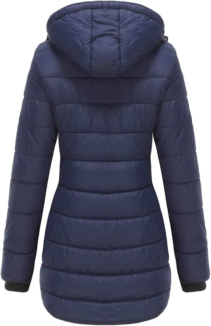 Kubbon Women’s Puffer Jacket Winter Thickened Warm Down Coats Casual Long Sleeve Padded Coats Outwear with Pockets