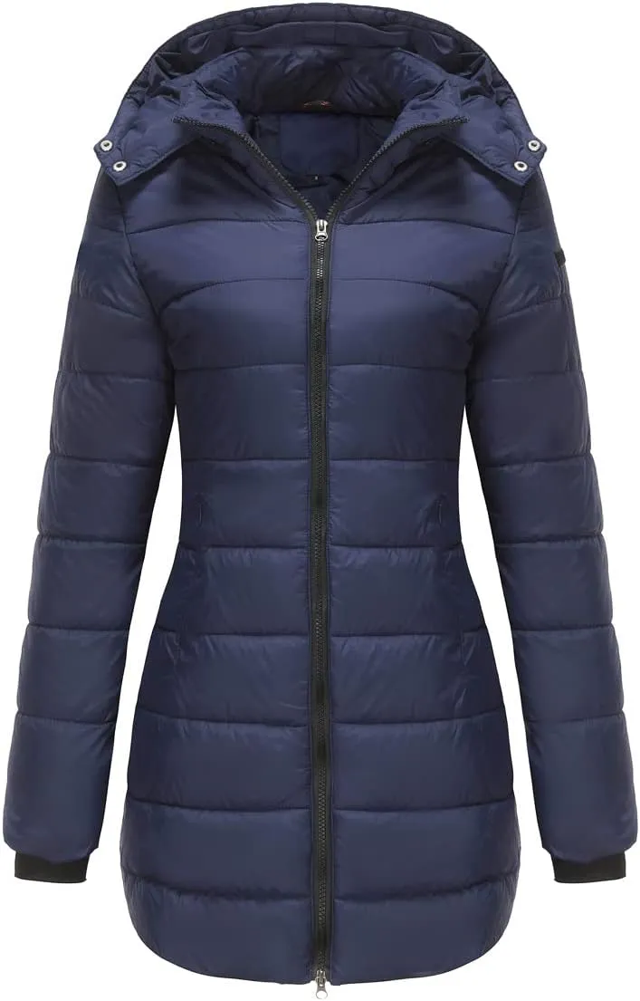 Kubbon Women’s Puffer Jacket Winter Thickened Warm Down Coats Casual Long Sleeve Padded Coats Outwear with Pockets