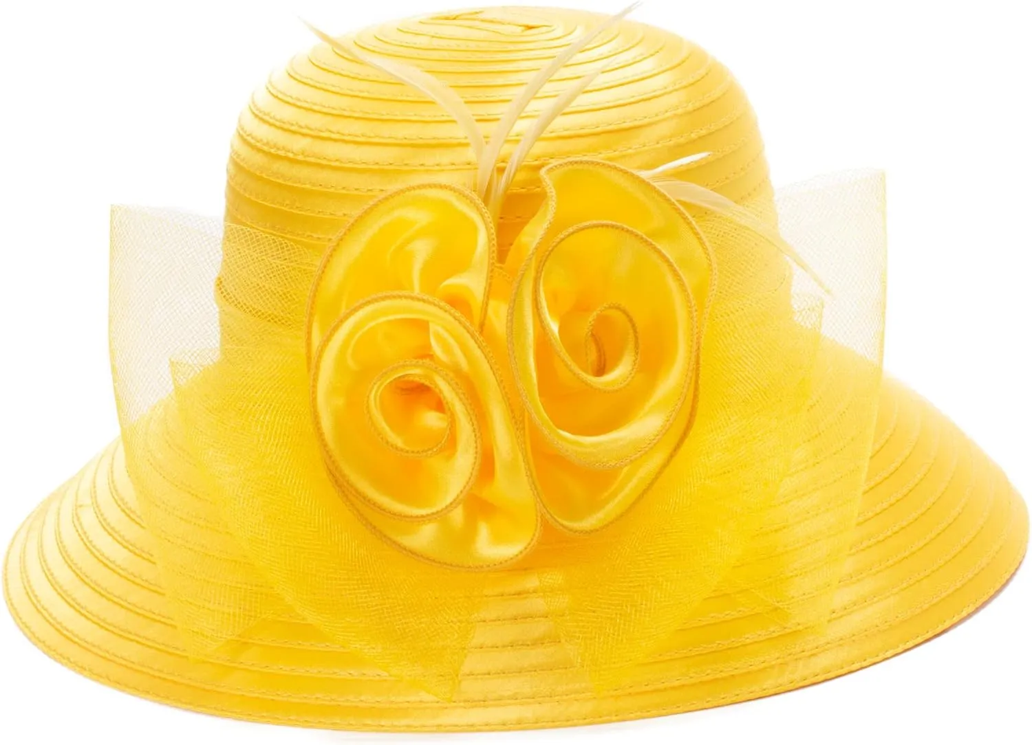 Lawliet Women Satin CRIN Wedding Occasion Wide Brim Sun Hat A433