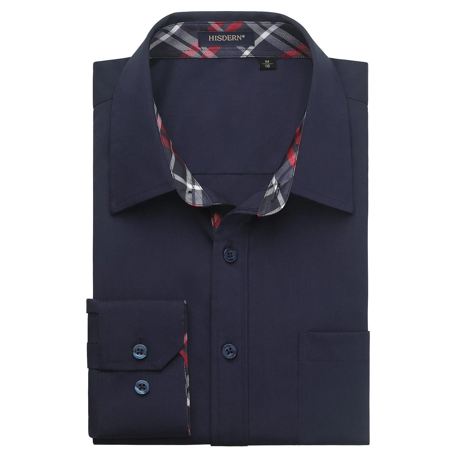 Men's Dress Shirt with Pocket - 17-NAVY BLUE
