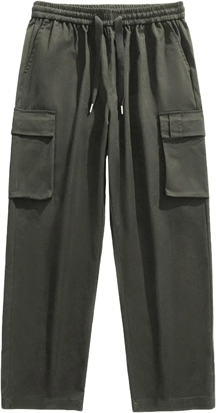 Mens Pants Expandable Waist Baggy Work Pajama Stretch Athletic Thermal Skinny Big and Tall Casual Football Travel