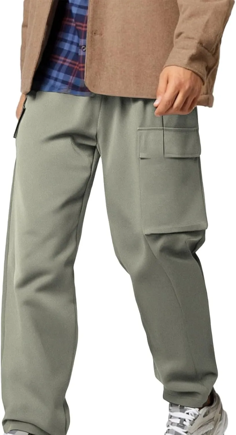 Mens Pants Expandable Waist Baggy Work Pajama Stretch Athletic Thermal Skinny Big and Tall Casual Football Travel