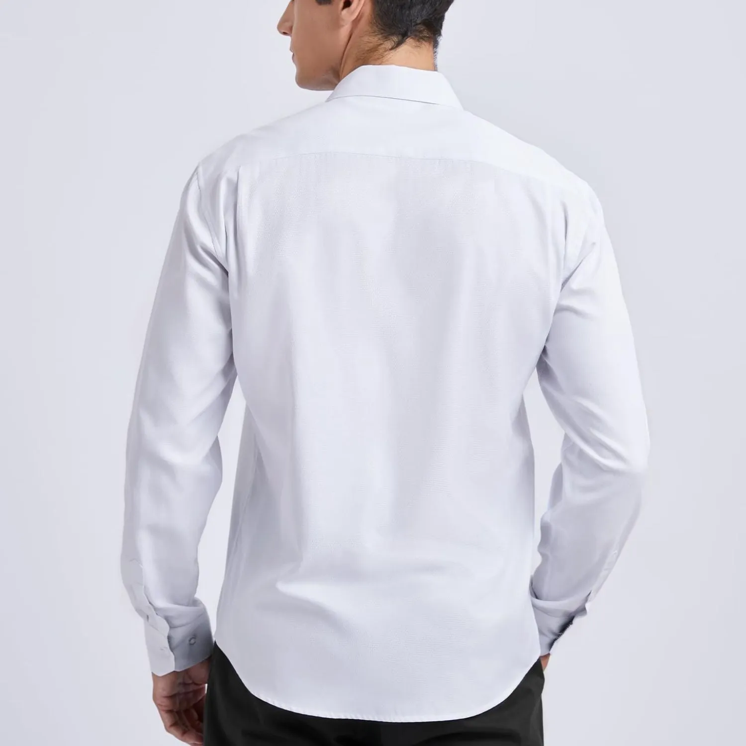 Men's Patchwork Dress Shirt with Pocket - B2 WHITE