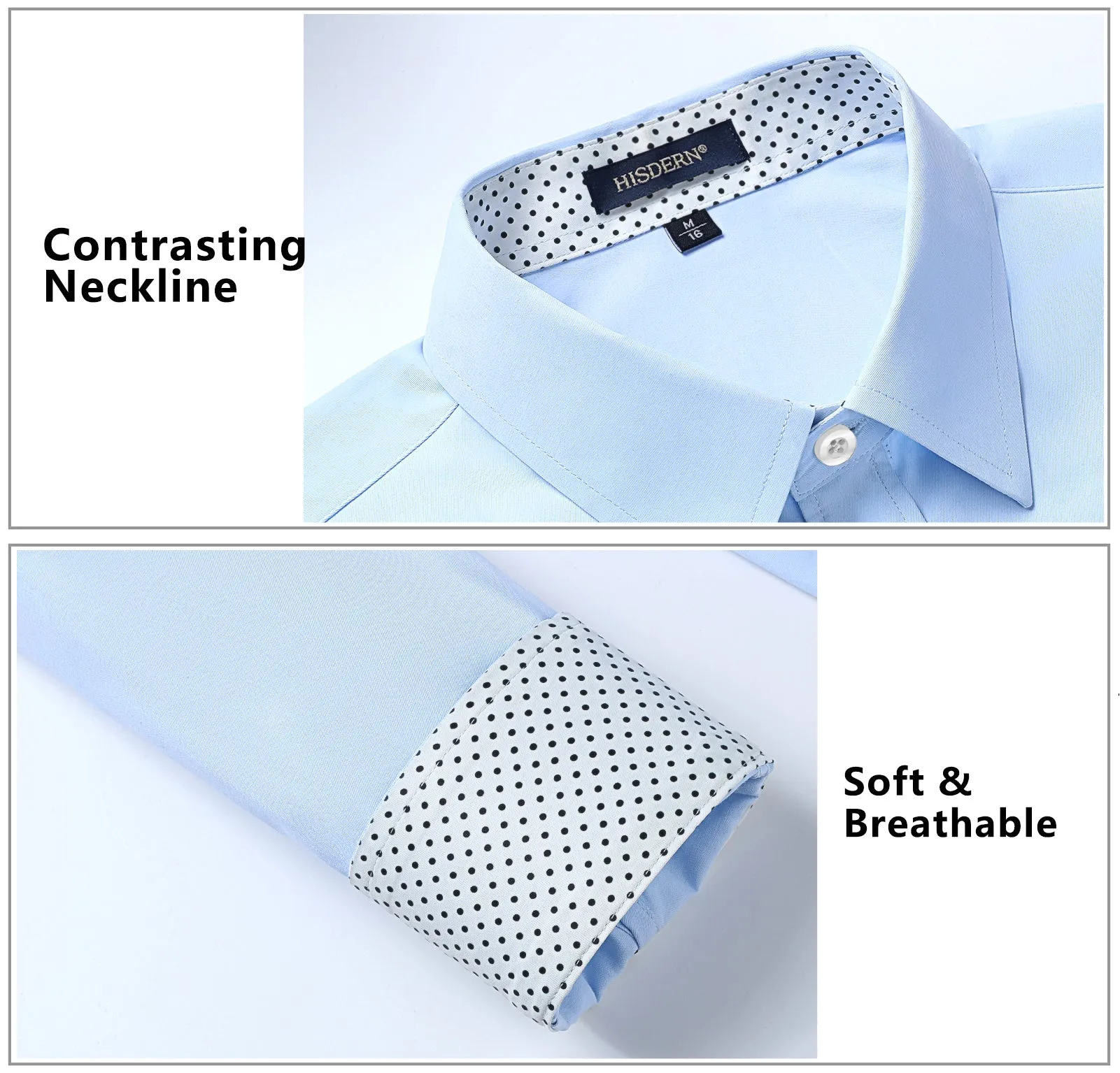 Men's Patchwork Dress Shirt with Pocket - F-BLUE/WHITE