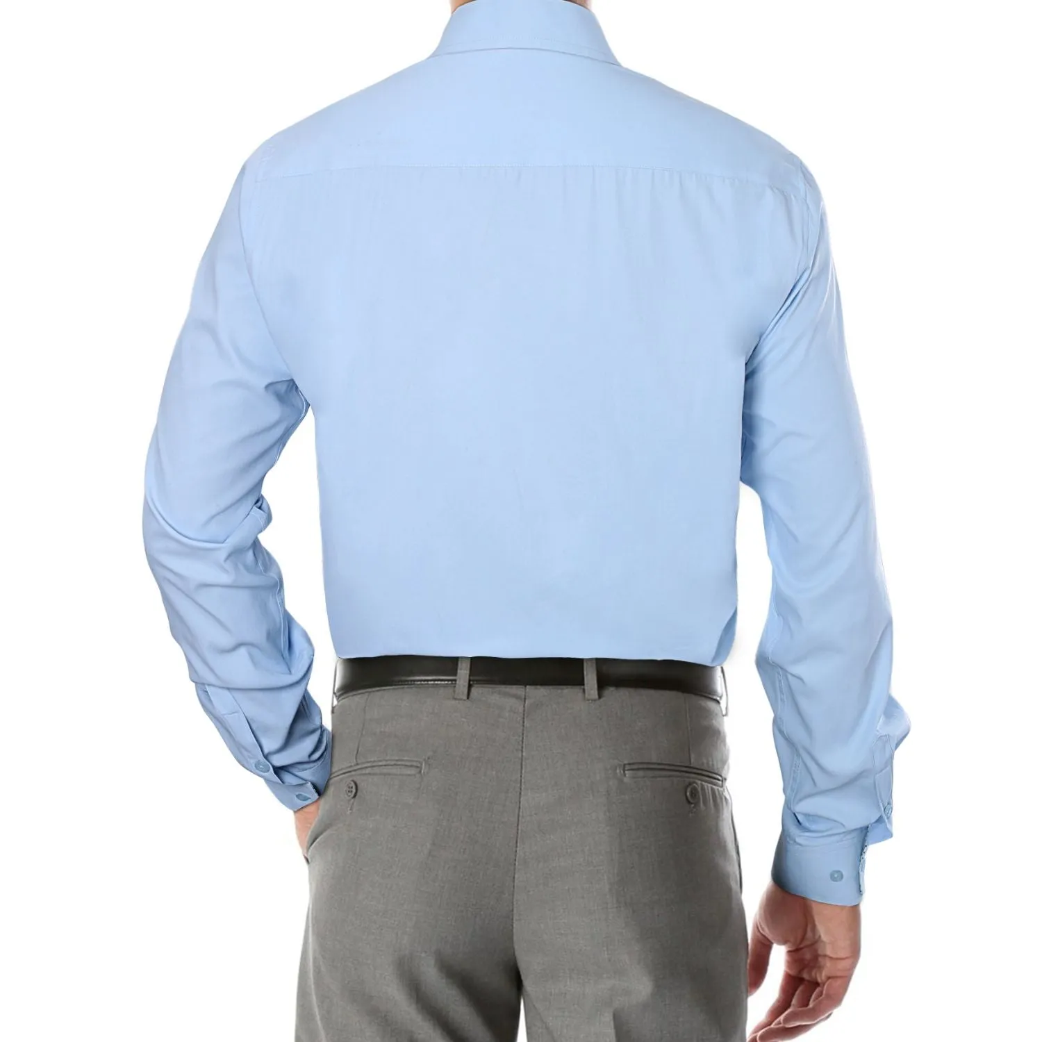 Men's Patchwork Dress Shirt with Pocket - F-BLUE/WHITE