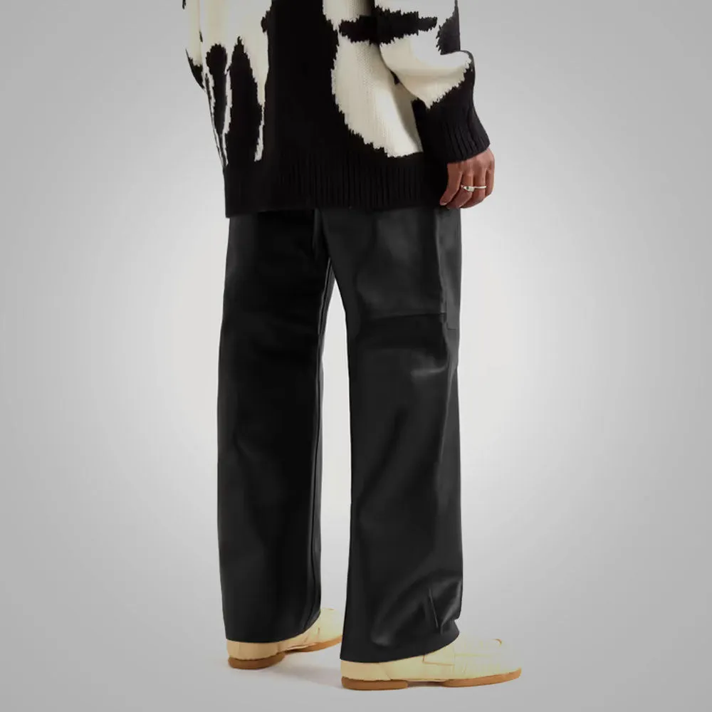 Mens Real Black Sheep Skin Fashion Leather Jeans Pant