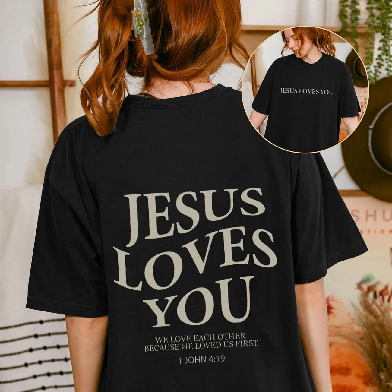 Oversized Tshirt Christian Shirts Short Sleeve Faith Letter Print Tee Shirt Casual Loose Tops