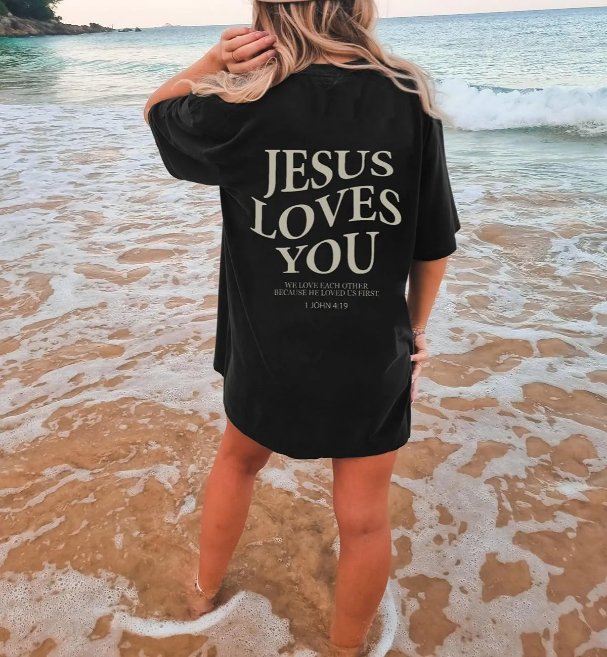 Oversized Tshirt Christian Shirts Short Sleeve Faith Letter Print Tee Shirt Casual Loose Tops