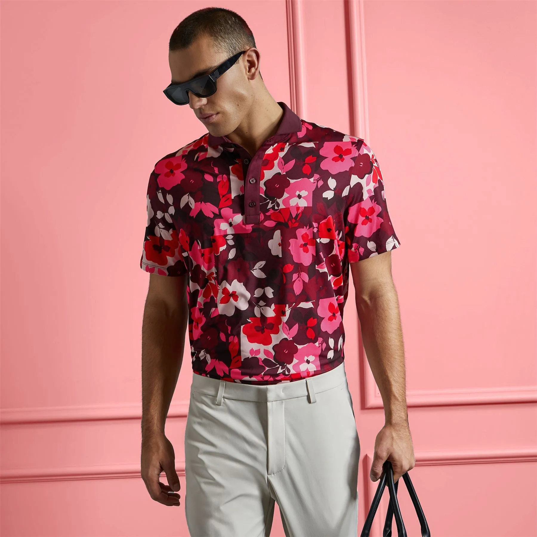Patchwork Floral Tech Jersey Polo Port - AW24