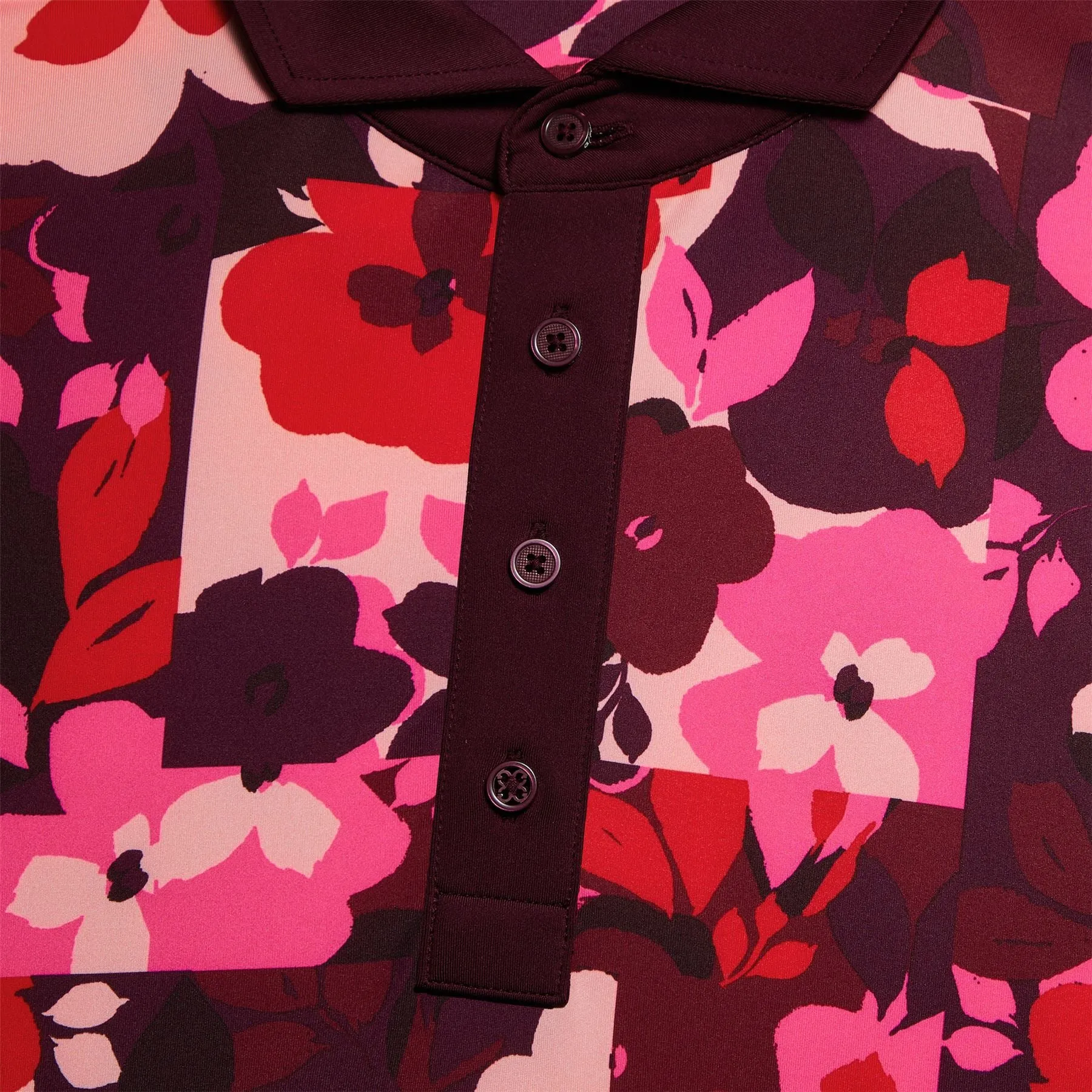 Patchwork Floral Tech Jersey Polo Port - AW24