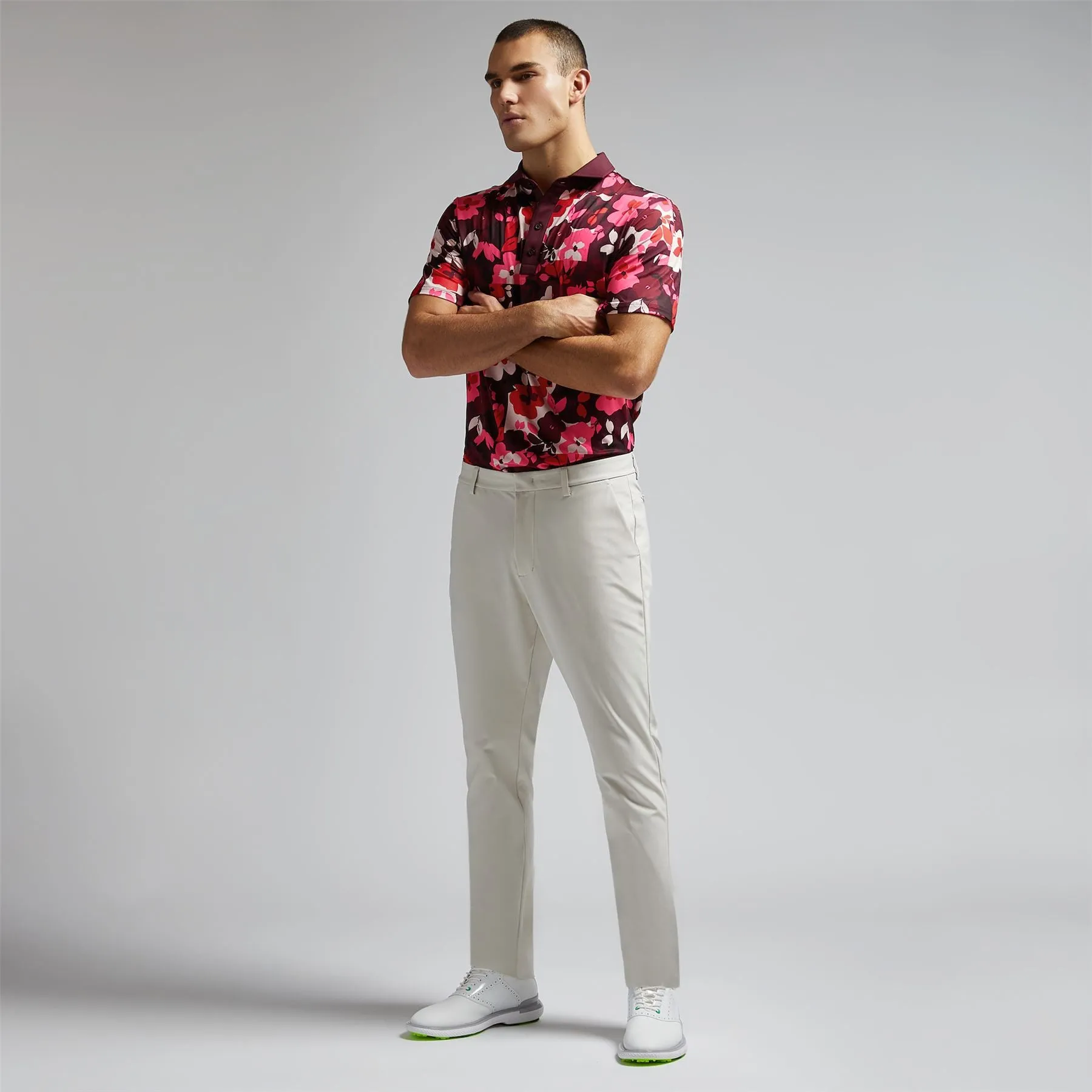Patchwork Floral Tech Jersey Polo Port - AW24