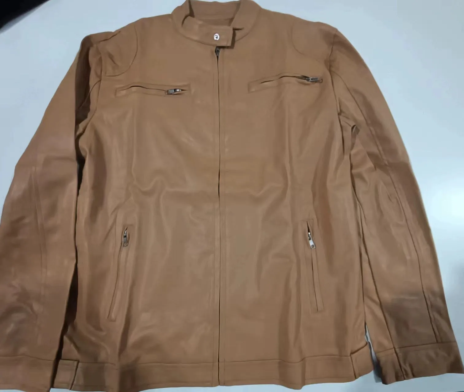 Plus Size 2024 Men's Stand-up Collar Slim Fit Leather Jacket Zipper Pocket Decorative PU Leather Coat Motorcycle Clothing Py31 Tep55