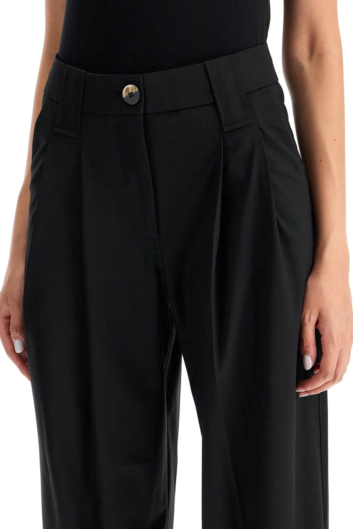 "flowy trousers with two ple F8075 BLACK