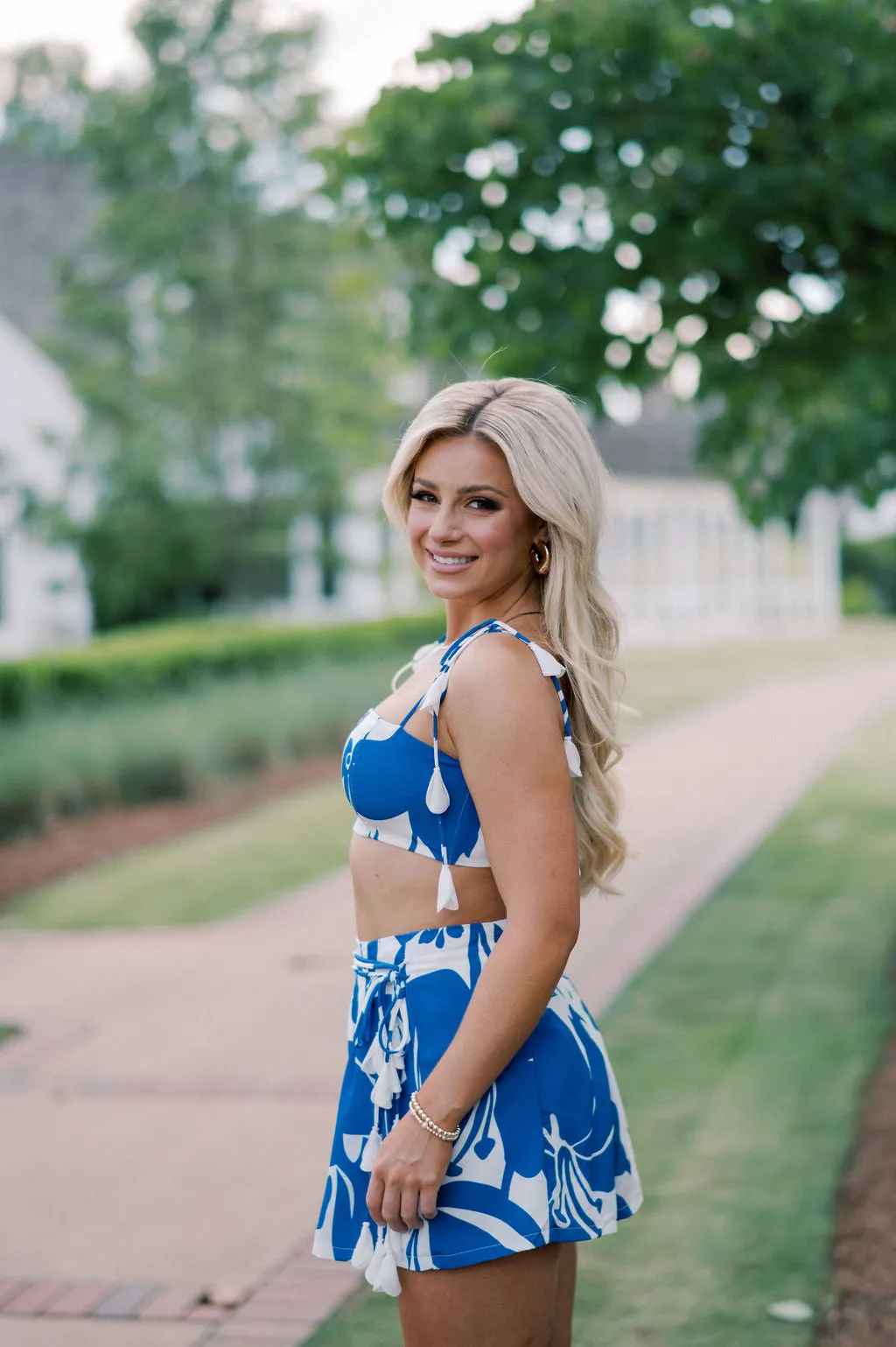 Rio Tassel Shorts Set- White/Blue