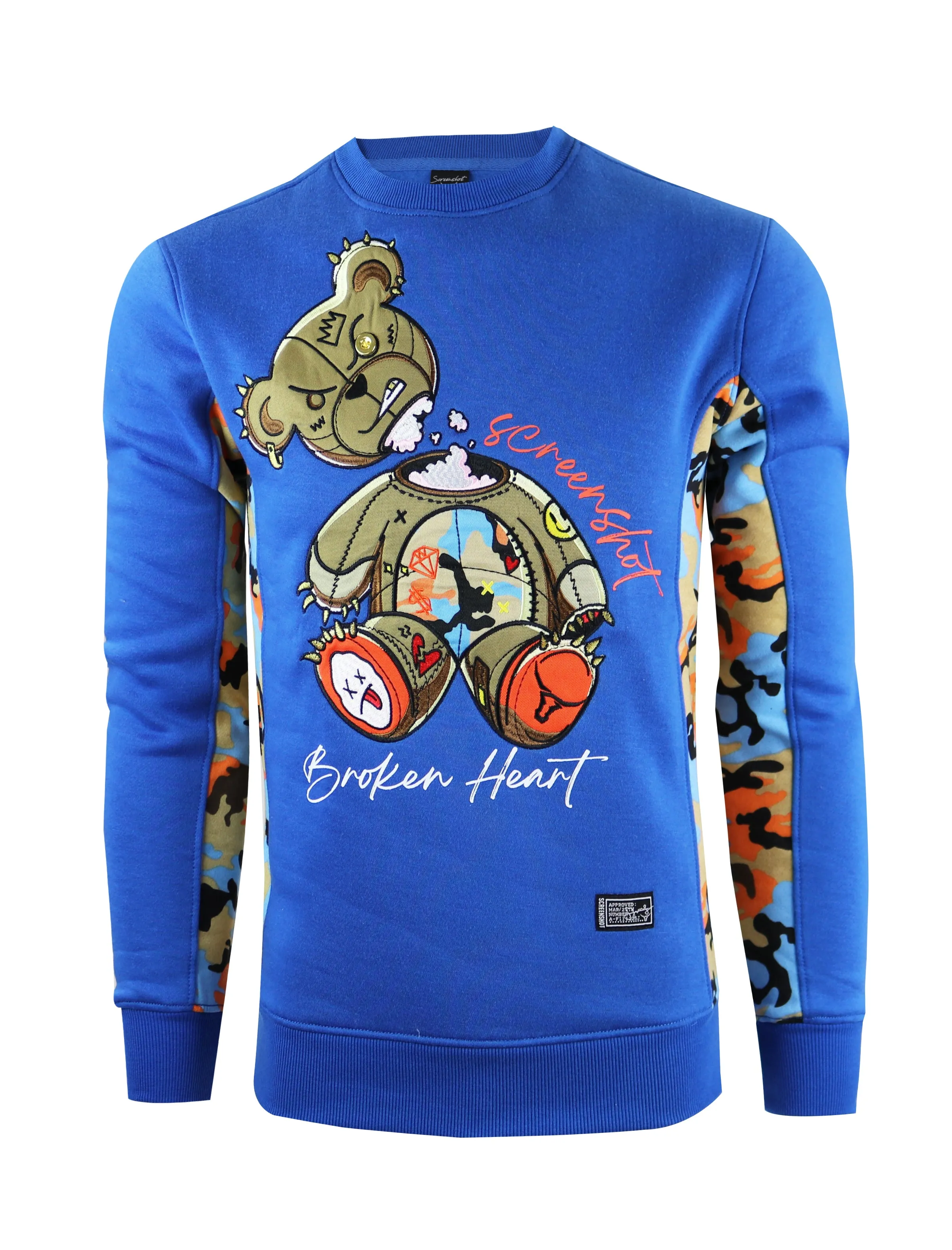 SCREENSHOT BEAR CREW NECK FLEECE SWEAT SHIRTS-F1121 (ROYAL)