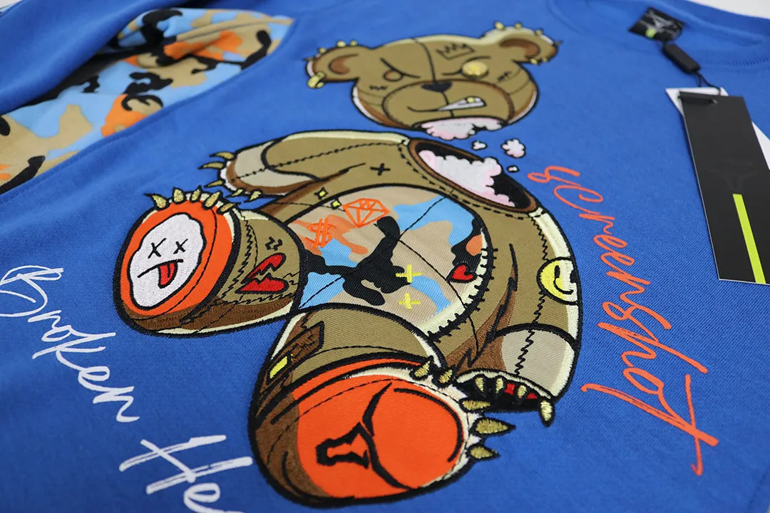 SCREENSHOT BEAR CREW NECK FLEECE SWEAT SHIRTS-F1121 (ROYAL)
