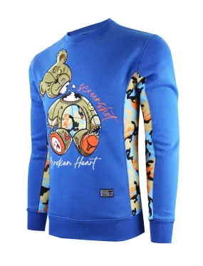 SCREENSHOT BEAR CREW NECK FLEECE SWEAT SHIRTS-F1121 (ROYAL)