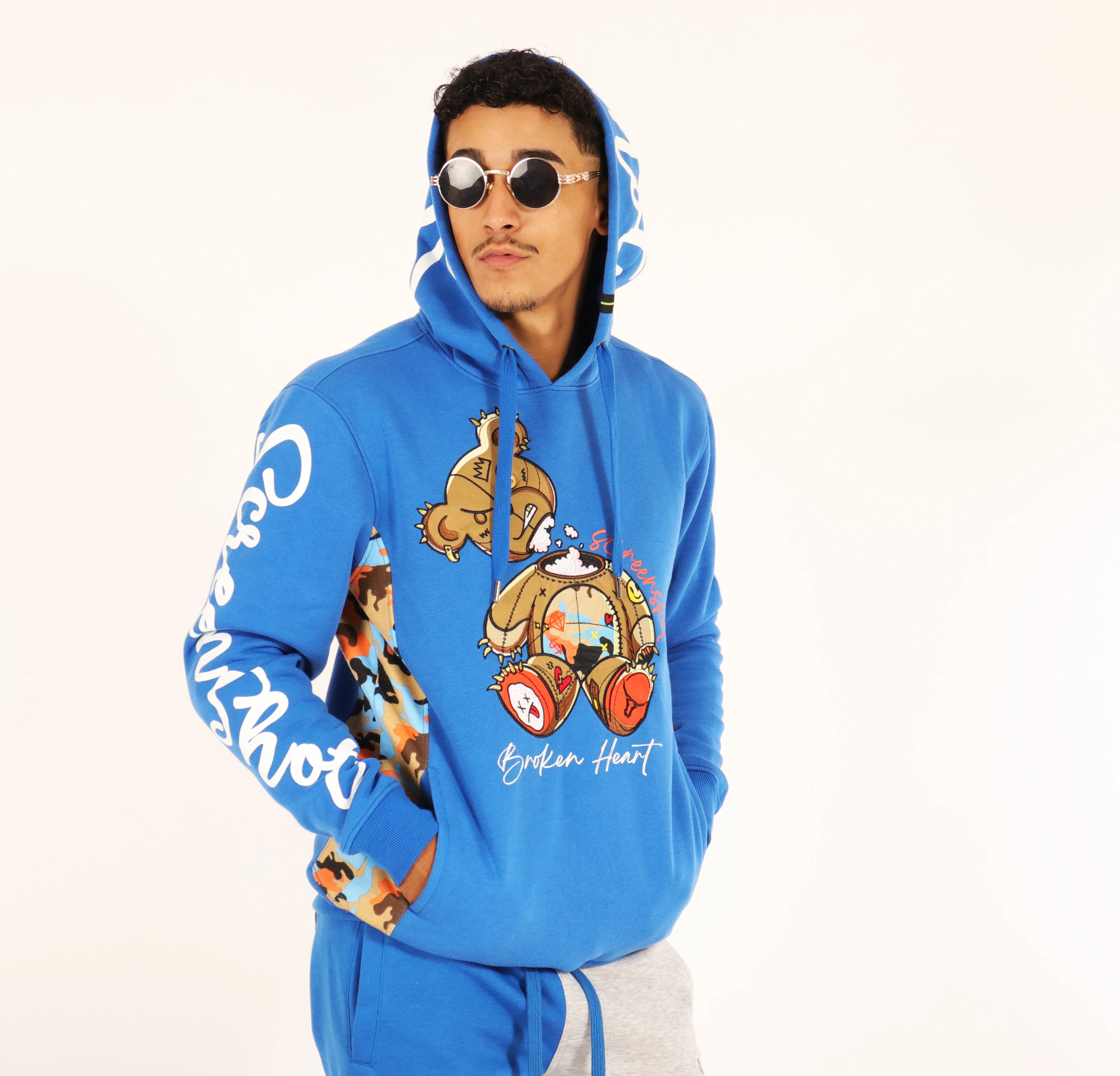 SCREENSHOT BEAR CREW NECK FLEECE SWEAT SHIRTS-F1121 (ROYAL)