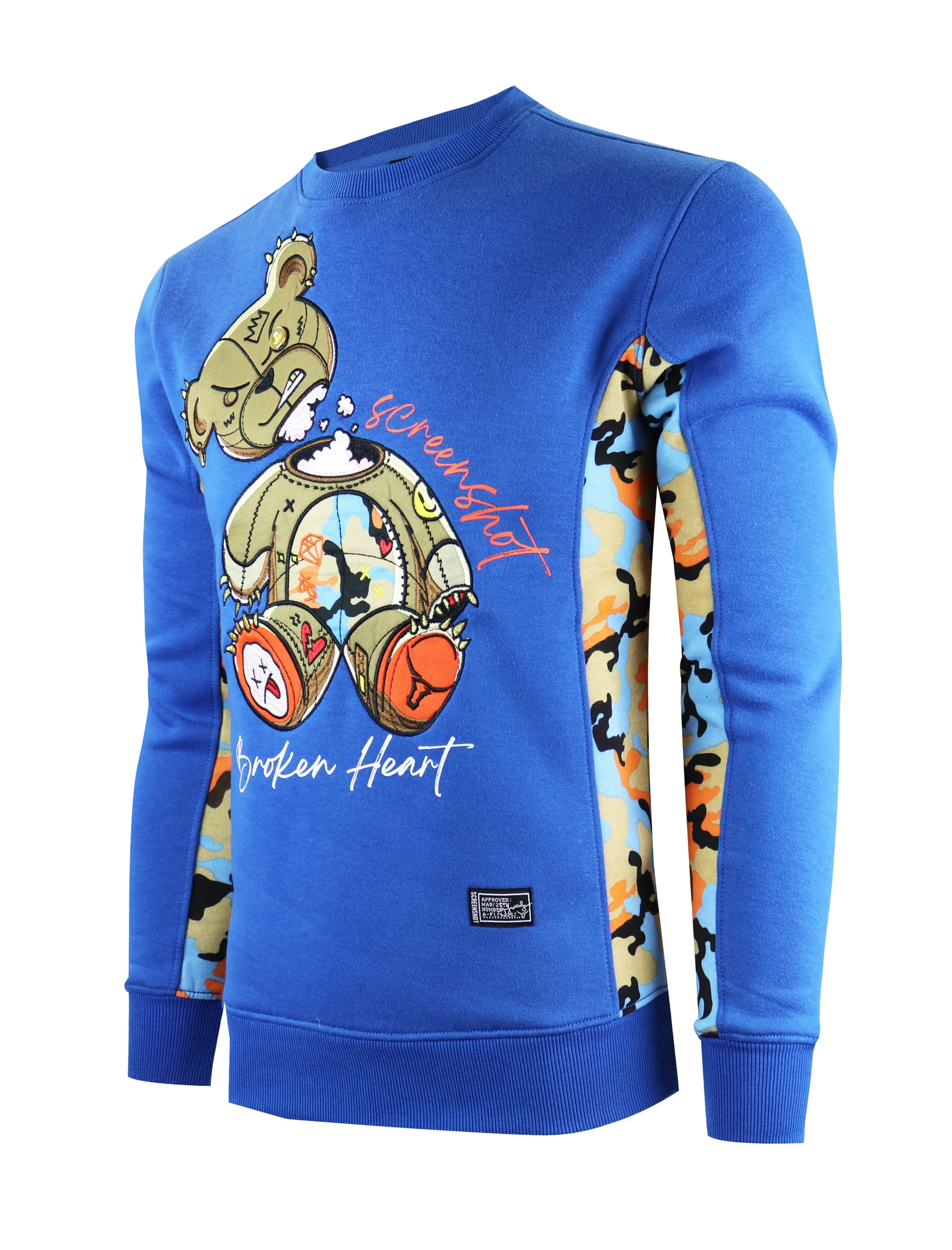 SCREENSHOT BEAR CREW NECK FLEECE SWEAT SHIRTS-F1121 (ROYAL)