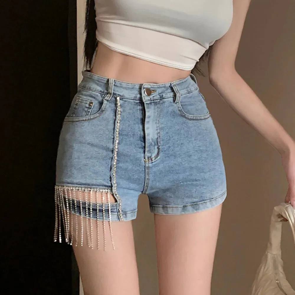 Sexy Rhinestone Tassel Women's Shorts
