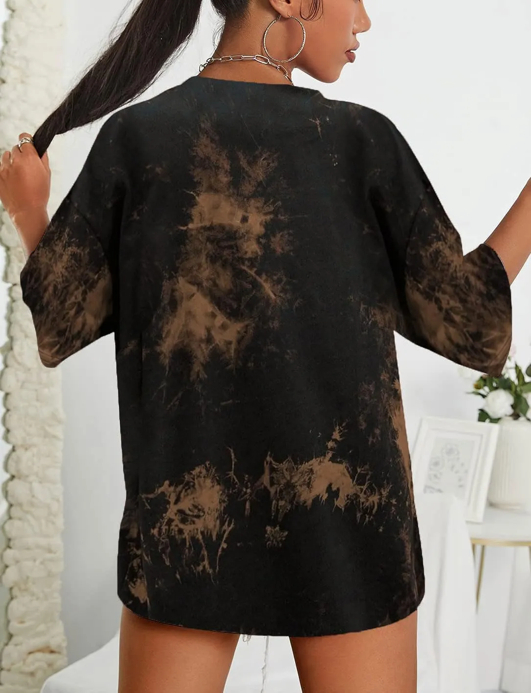 SOFIA'S CHOICE Tie Dye Shirt Women Oversized Tshirts Summer Casual Short Sleeve Tee Tops