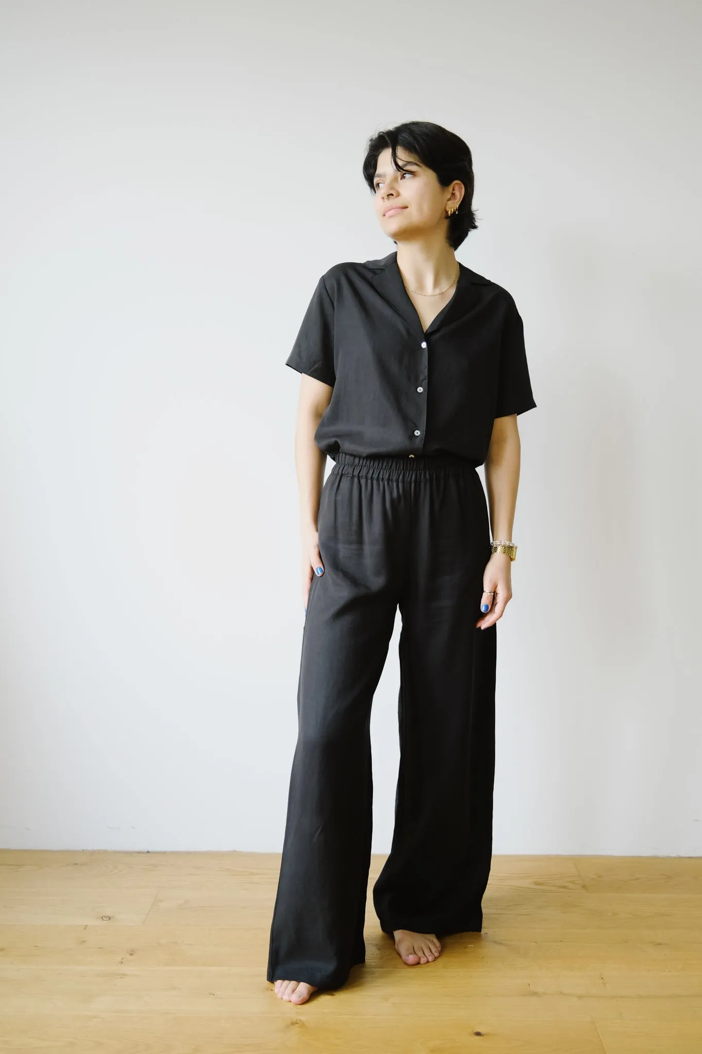 tencel shirt - orchid - black