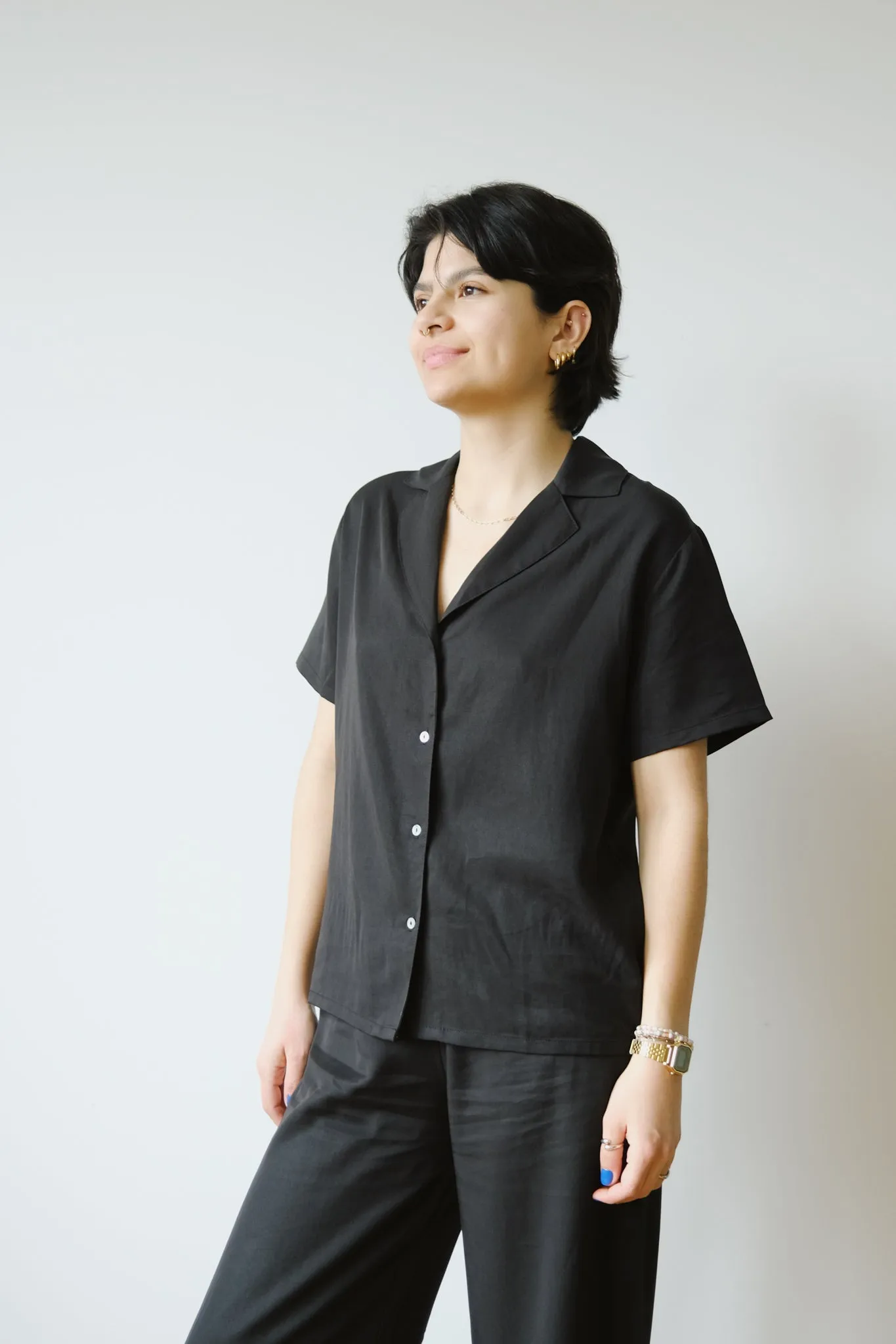 tencel shirt - orchid - black