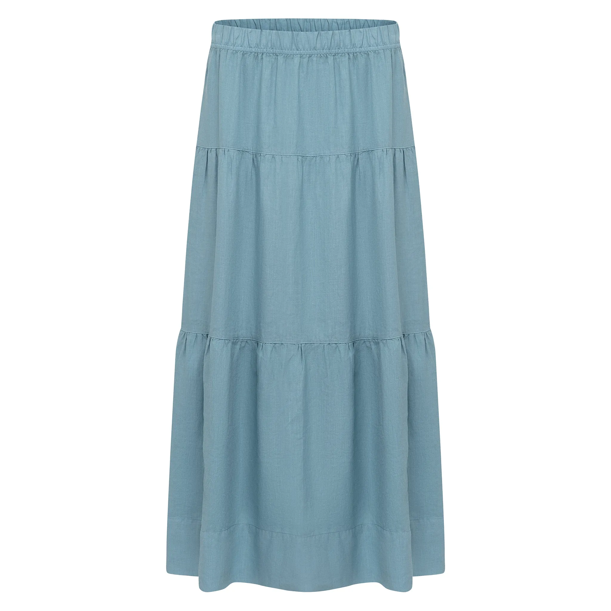 Tiered Linen Skirt - Teal