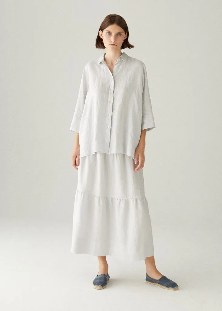 Tiered Linen Skirt - Teal