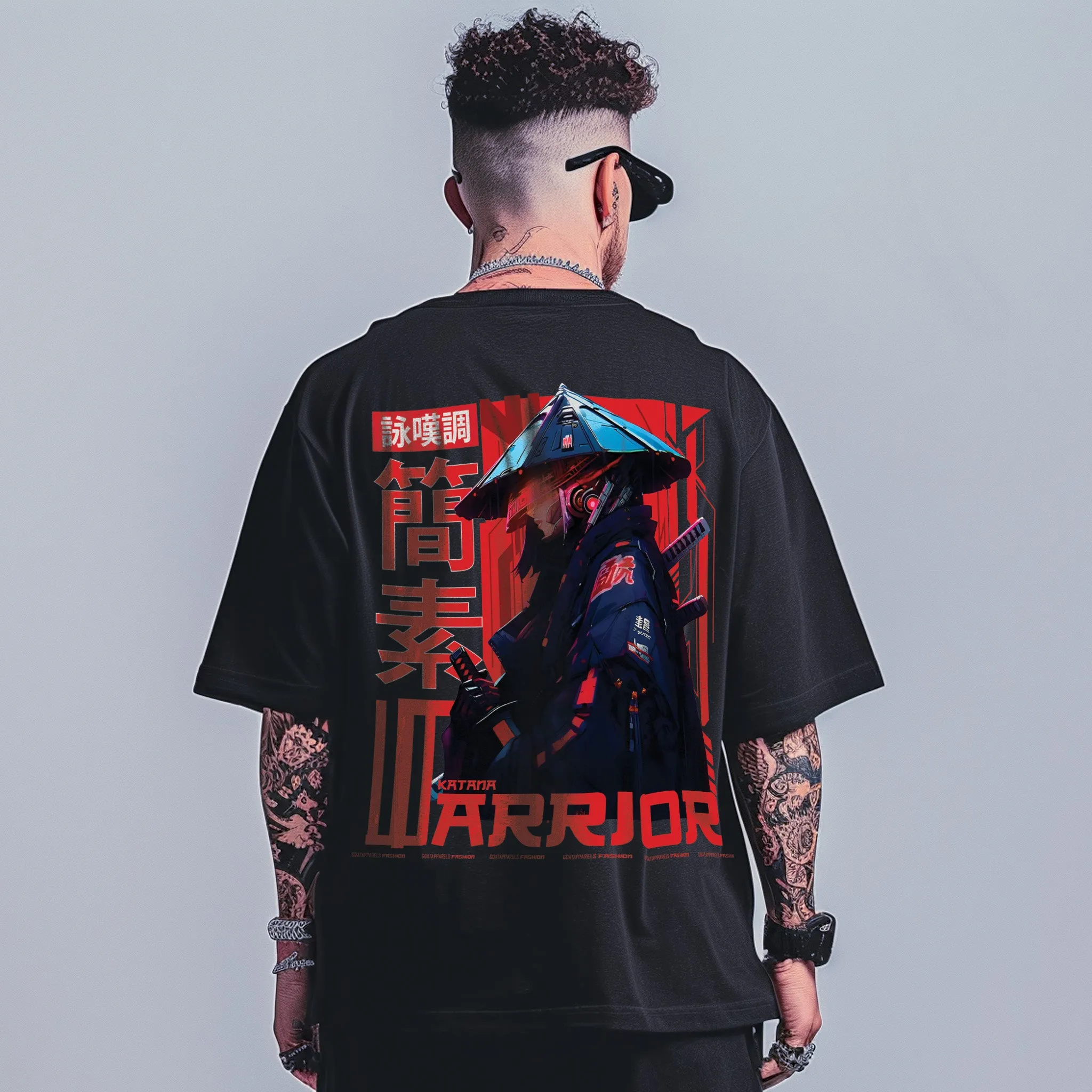 Unisex Katana Warrior Oversized Graphic Tees