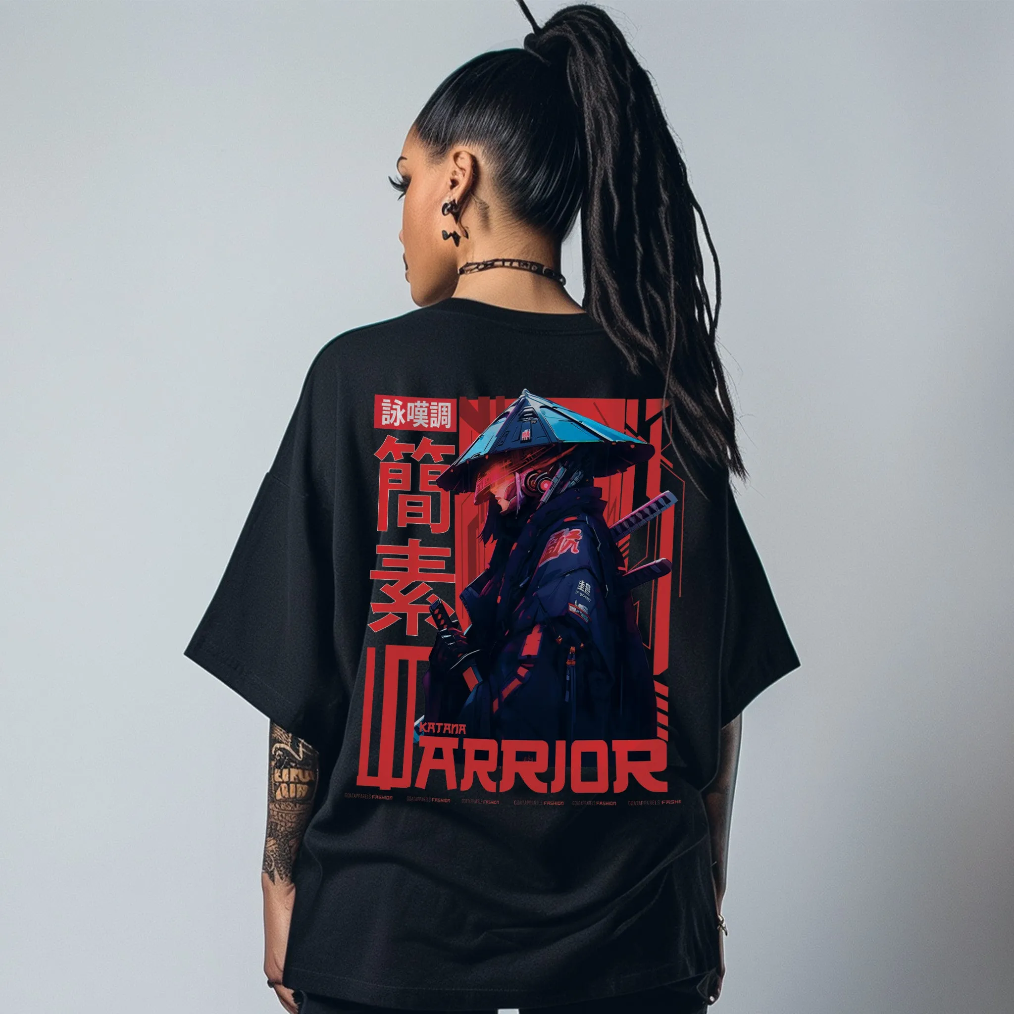 Unisex Katana Warrior Oversized Graphic Tees
