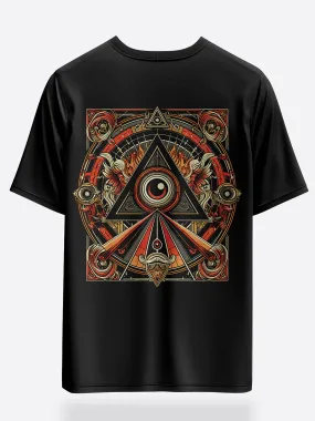 Unisex Omniscient Triad Oversized Graphic T-Shirt