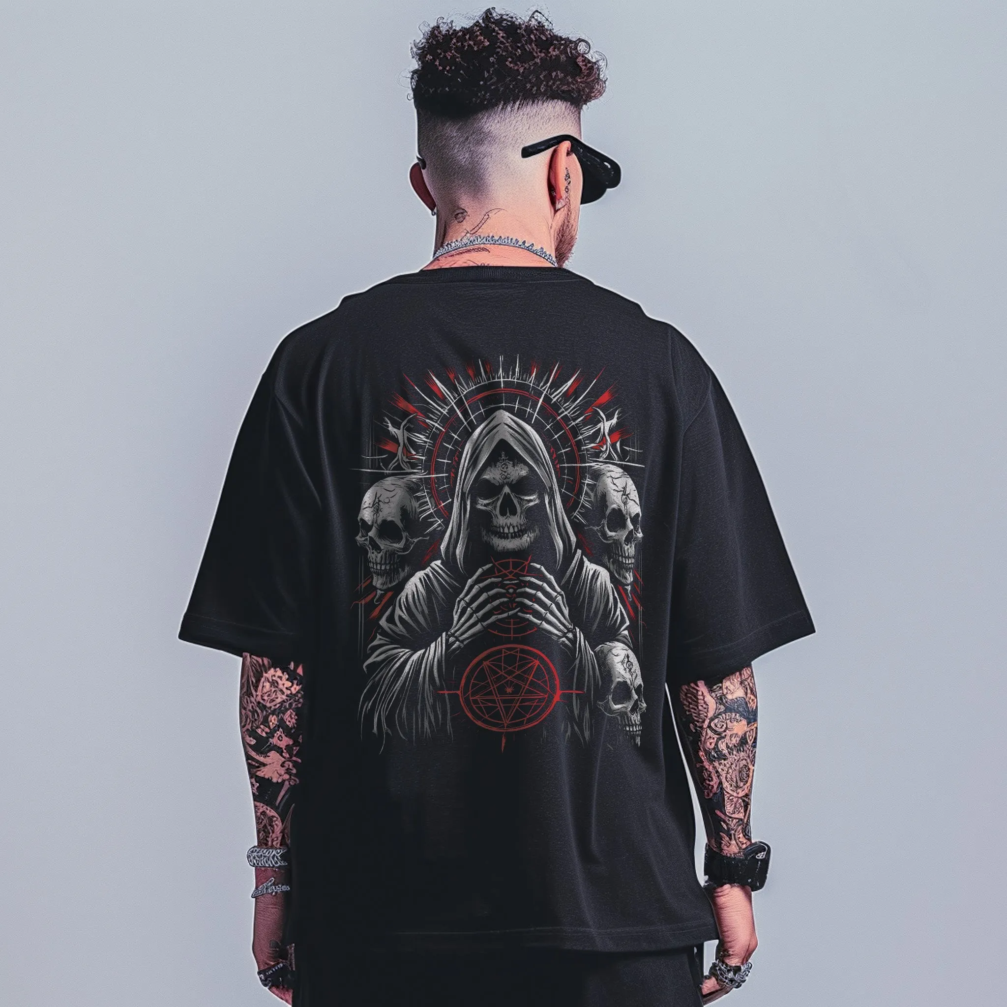 Unisex Oversized Graphic Tees Gothic Reaper T-Shirt